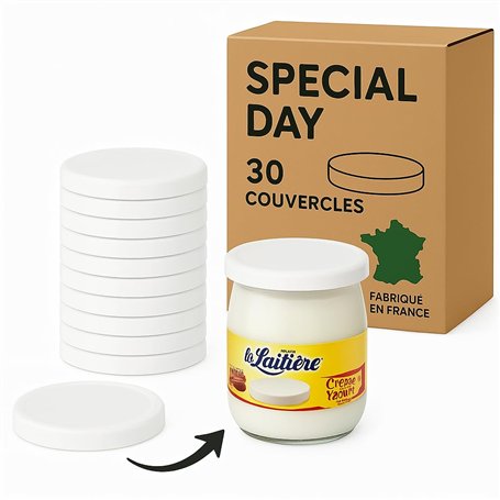 SPECIAL-DAY 30 couvercles Pots à Yaourt Compatible la laitière avec Les bocaux en Verre du Commerce| bouchon yaourt Alimentaire