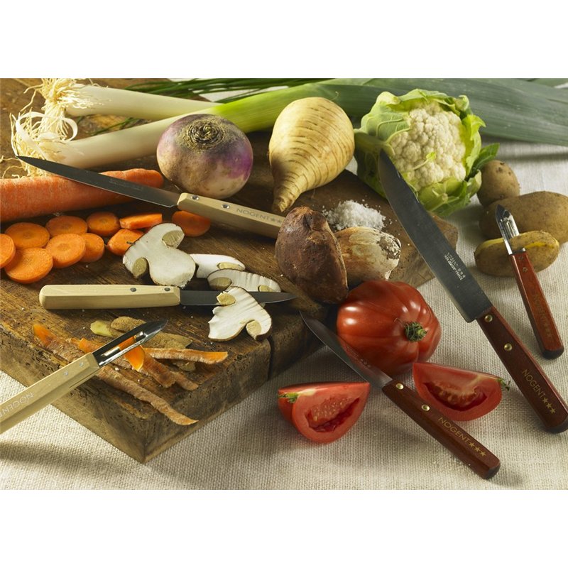 Image secondaire de Nogent*** 01210J Lot de 2 Eplucheurs avec 2 Tranchants Lame en INOX 18/8 + Manche en Bois de Charme Merisier