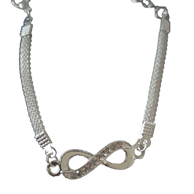 Image secondaire de Bracelet Infini plaqué Argent en Alliage de Zinc chaîne Strass Bracelet pour Homme Femme Bijoux de Mode