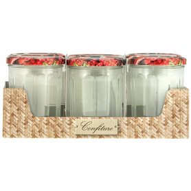 BSCA 519553 Set de 6 Confituriers/Couvercle Décore Verre 385 ml BSCA 519553 Set de 6 Confituriers/Couvercle Décore Verre 385 ml