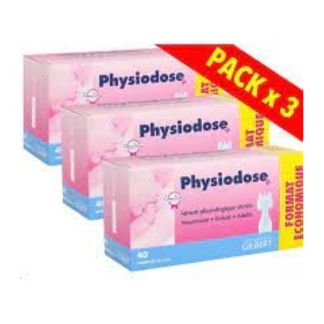 Laboratoire Gilbert Physiodose Sérum physiologiques Lot de 3 botes de 40 unidoses
