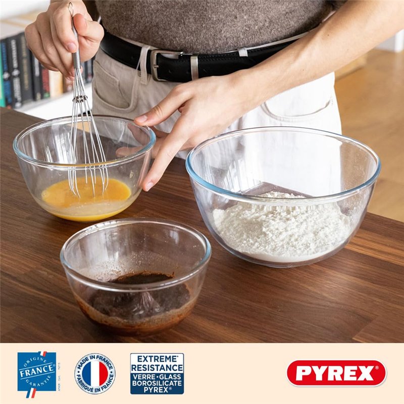 Image secondaire de Pyrex - Lot de 3 bols en verre résistants avec couvercle - 0,5L - 1L - 2L - Couvercles hermétiques - Made in France