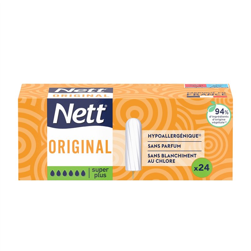 Nett Original Tampon sans Applicateur, Super Plus, Boite de 24 Tampons