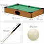 Mini Table de Billard Americain - Mini Billard Mobile - Revêtement Feutrine Vert - 2 Queues, 16 Boules, Triangle et Craie - Coul