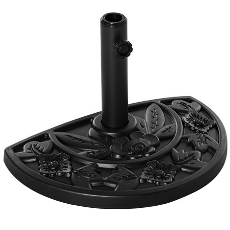 Outsunny Pied de Demi-Parasol Demi-Pied Socle de Parasol Base de lestage Ciment HDPE Motif Fleurs cannulation pour parasols Ø 35
