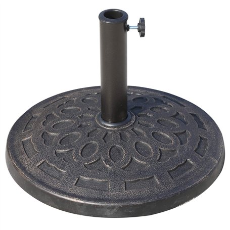 Outsunny Pied de Parasol Base de lestage Parasol Rond résine Imitation Fonte Motif Rosace Ø 49 cm Poids Net 14 Kg Bronze