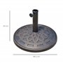 Outsunny Pied de Parasol Base de lestage Parasol Rond résine Imitation Fonte Motif Rosace Ø 49 cm Poids Net 14 Kg Bronze