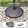 Outsunny Pied de Parasol Base de lestage Parasol Rond résine Imitation Fonte Motif Rosace Ø 49 cm Poids Net 14 Kg Bronze