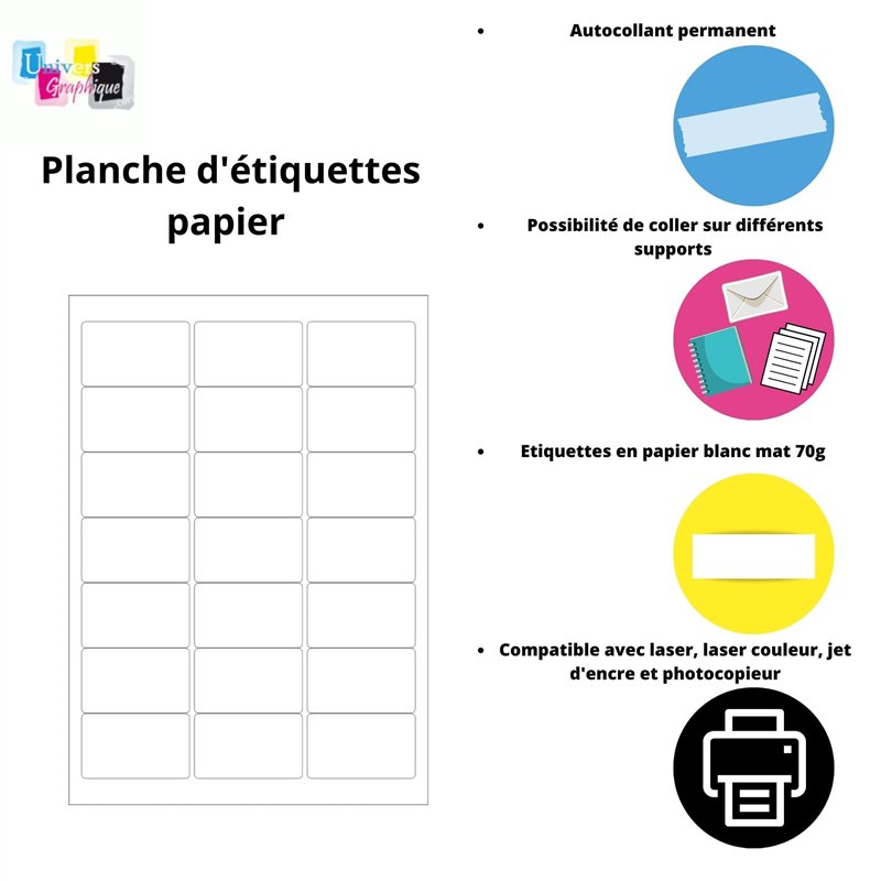 Image secondaire de 2400 Etiquettes adressage autocollantes 70 x 37 mm - 100 Feuilles A4 de 24 étiquettes multi-usage 70x 37.1 mm compatibles jet d’