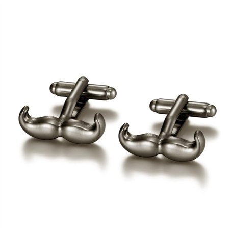 BOBIJOO JEWELRY - Paire de Boutons de Manchette Originale Laiton Moustache Gris Souris Chic Raffiné