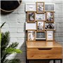 HOME DECO FACTORY - HD4218 - Cadre Photo Multiple Pele-Mele 12 Vues Bois et Blanc, Souvenir, Décoration Maison, 44 x 3 x 58 cm,
