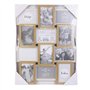 HOME DECO FACTORY - HD4218 - Cadre Photo Multiple Pele-Mele 12 Vues Bois et Blanc, Souvenir, Décoration Maison, 44 x 3 x 58 cm,