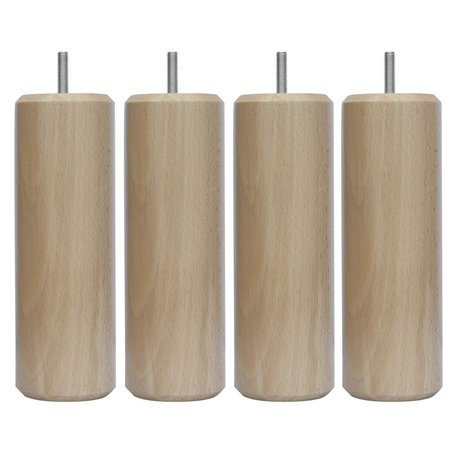 MARGOT 3700527815763 Caméléon Cylindre Lot de 4 Pieds de lit Bois Vernis naturel Hauteur 20 cm