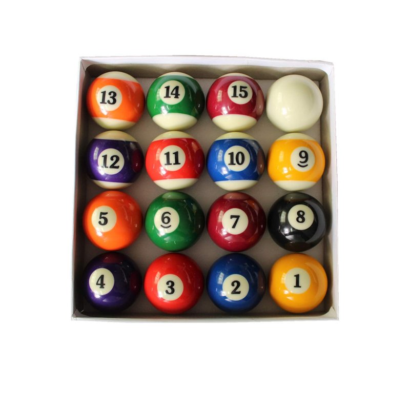 JT2D Set de 16 Boules de Billard Américain en résine (57mm) 15 Boules Multicolores numérotées