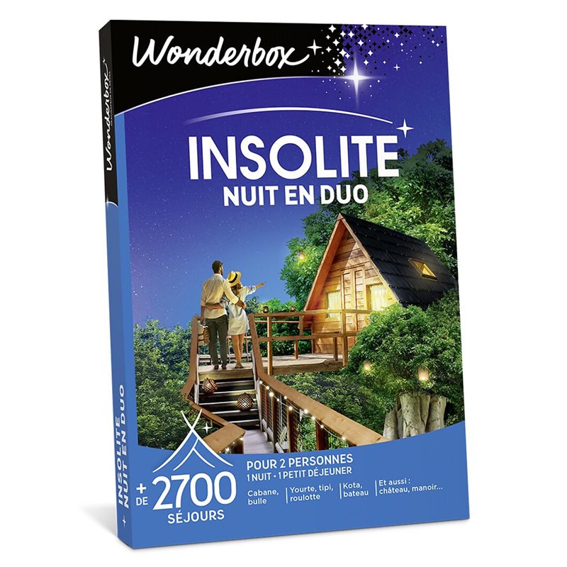 Wonderbox Insolite - Nuit en Duo - Coffret Cadeau Idée Cadeau Séjours
