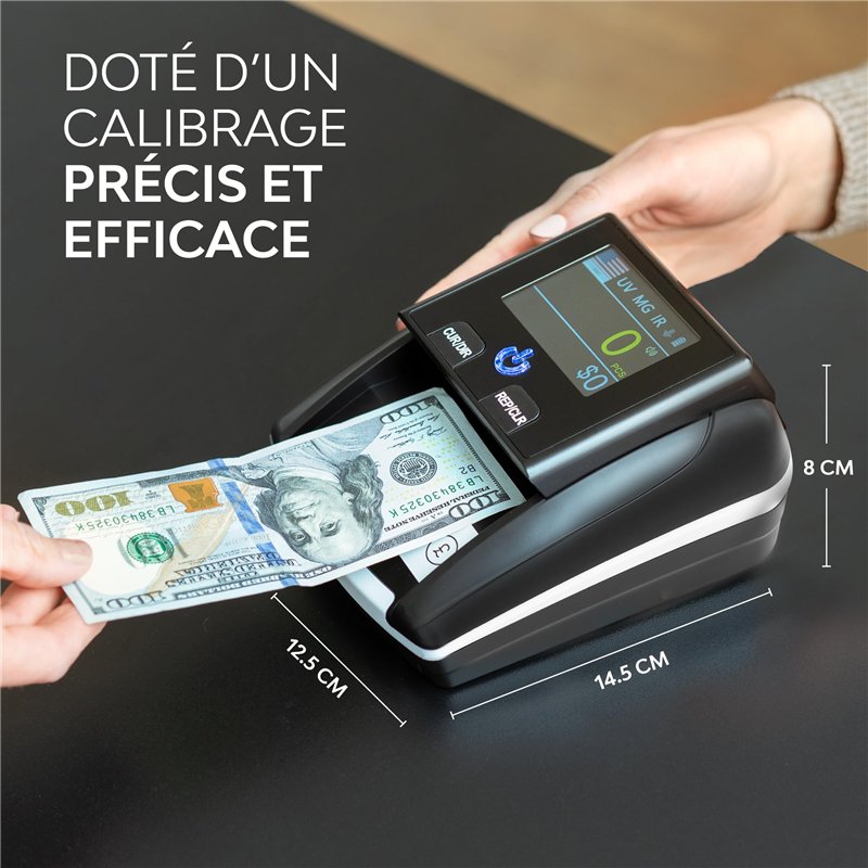 Image secondaire de Detecteur Faux Billet & Compteuse de Billets INSERTION UN A UN - Détecteur UV/MG/IR pour Faux Billets Euros, Faux Dollars, Faux 