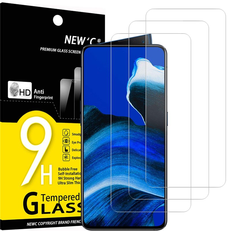 NEW'C Lot de 3, Verre Trempé pour Oppo Reno 2, Reno 2Z, Film Protection écran efficace contre les Rayures - sans Bulles - Ultra 