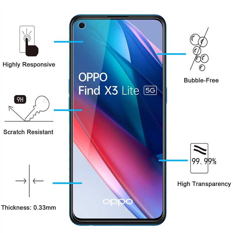 Image secondaire de NEW'C Lot de 3, Verre Trempé pour Oppo Find X3 Lite, Film Protection écran efficace contre les Rayures - sans Bulles - Ultra Rés