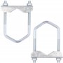 HD-Line Bride-110mm Bride d'Etrier avec Mâchoire pour Fixation de Parabole et d'Antenne sur Mât, Gris, Set de 2 Pièces