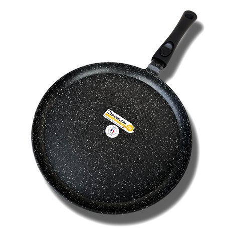 Cflagrant® Très Grande Poêle à Crêpes 32cm Crêpière Façon Pierre Tous Feux Dont Induction Sans PFOA Cuisson Sans Matière Grasse