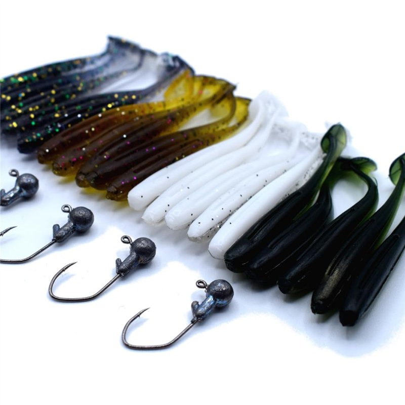 trifyd ® - Leurre Souple Truite Shad de 5 cm, Le Pack de 20 leurres de pêche + 5 têtes plombées
