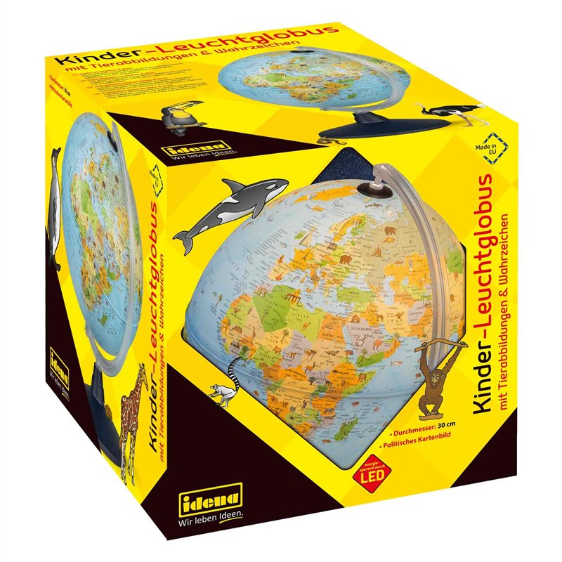 Image secondaire de Idena 22059 - Globe lumineux avec illustrations d'animaux, avec éclairage LED et interrupteur marche/arrêt, diamètre env. 30 cm,