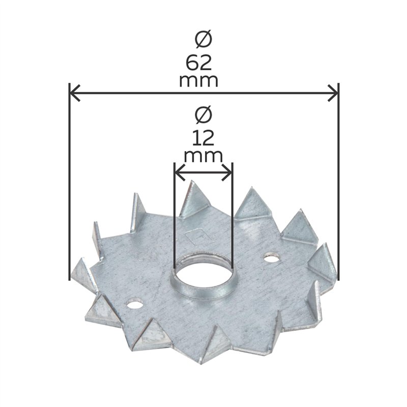 Image secondaire de Alberts 334420 Crampon bulldog | d'un côté | galvanisé Sendzimir | à visser | Ø extérieur 62 mm | Ø intérieur 12 mm
