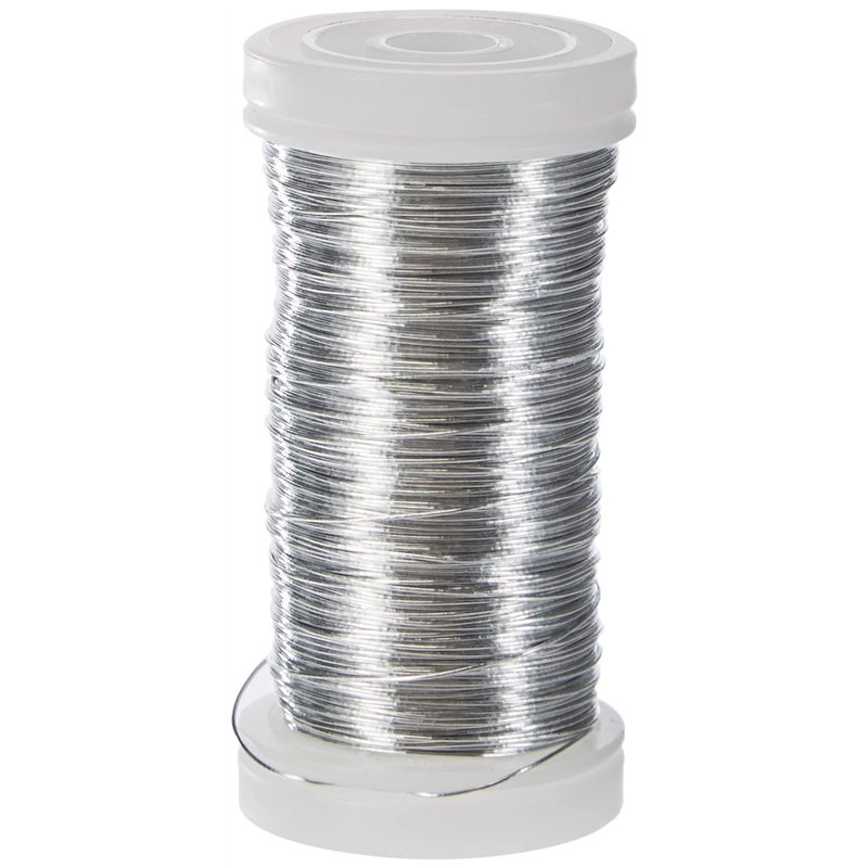 Image secondaire de Rayher 2400121 Bobine de fil de fer en platine, Inoxydable, couleur argent-blanche, ø 0,35 mm, longueur 100m, multi-usage, bijou