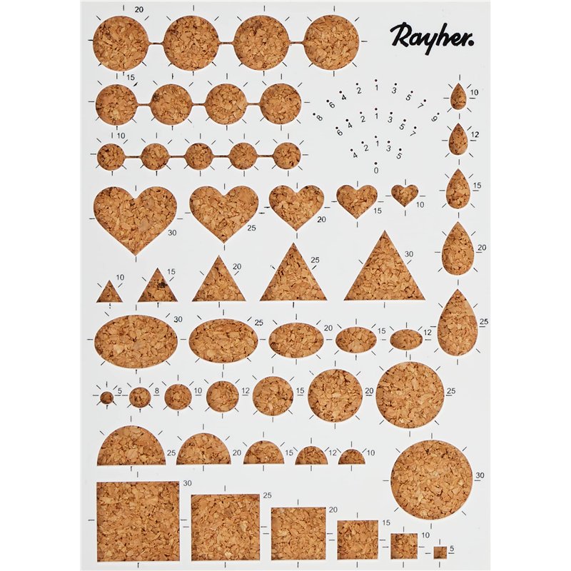 Rayher Gabarit quilling av. plaque de liège et aiguilles, div. formes, 71932000