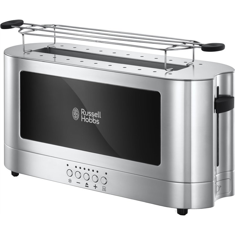 Russell Hobbs Grille Pain [Fente longue 2 Toasts/ 1 Tranche baguette] Elegance Acier chromé (Fente large, 6 Niveaux de Brunissag