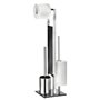 WENKO Combiné WC Rivalta | 3 en 1| Brosse WC et Dérouleur Papier Toilette | Stockage Papier | Tête de Brosse remplaçable | Acier