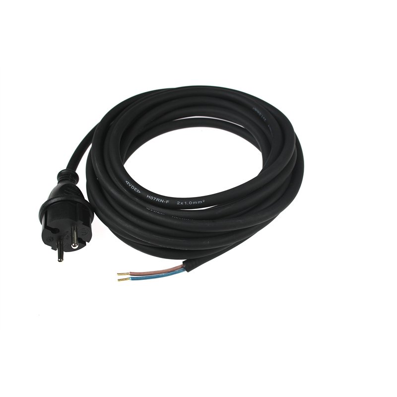 Schwabe Cordon d'Alimentation en Caoutchouc 5 m Fiche 2PT+T Câble d'alimentation avec Embouts 230V / 16A, H07RNF 2 x 1,0 IP44 No