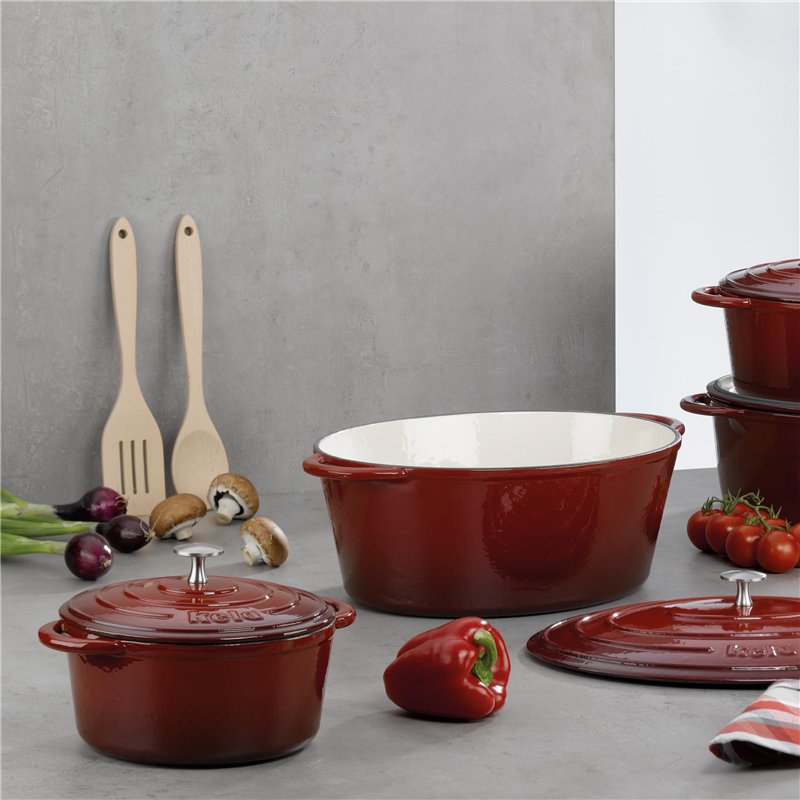 Image secondaire de Kela 11948 Cocotte en Fonte Emaillée Ronde, Diamètre 26 cm, 5 litres, Rouge Calido