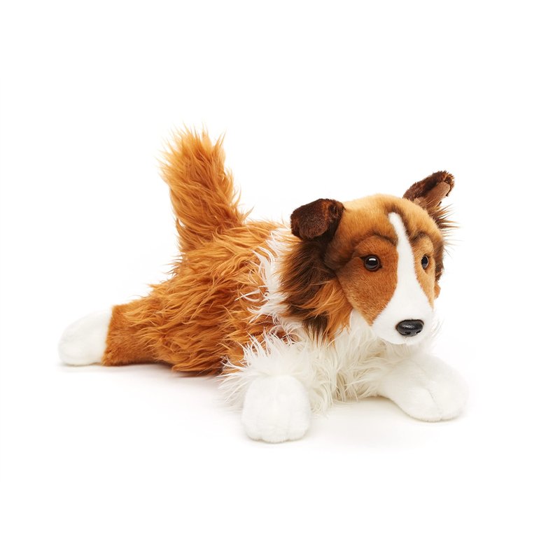 Image secondaire de Uni-Toys Collie à Poils Longs, couché - Visage Blanc/Marron - 41 cm (Longueur) - Chien en Peluche, Collie, Animal de Compagnie -