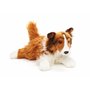 couché - Visage Blanc/Marron - 41 cm (Longueur) - Chien en Peluche