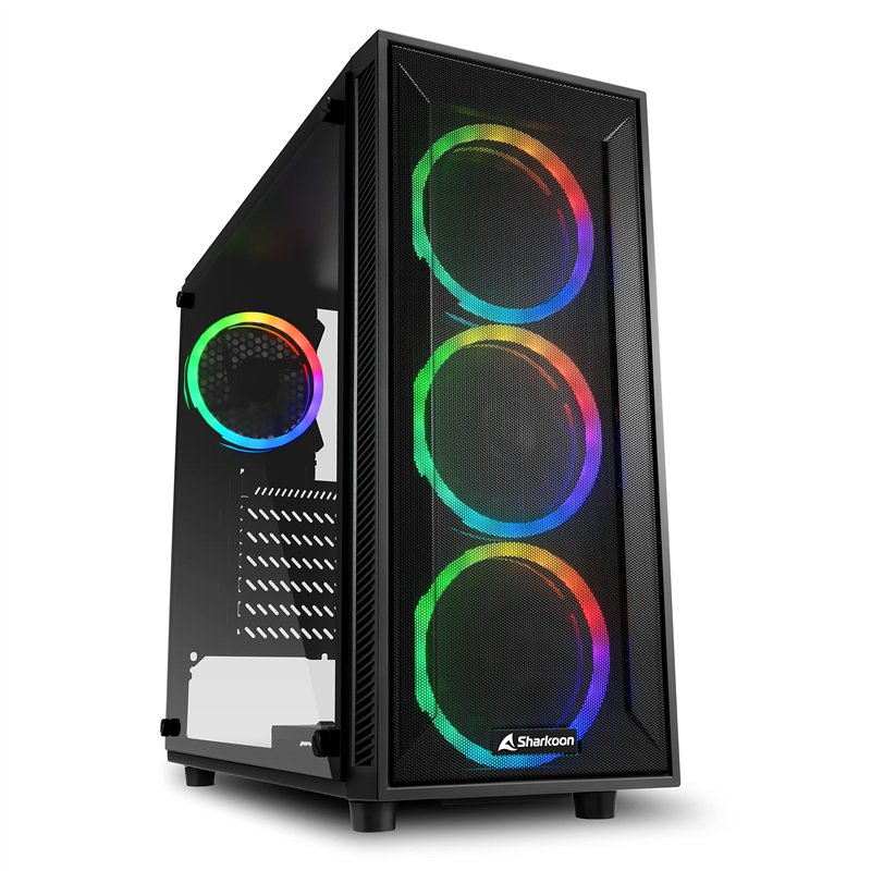Sharkoon TG4M RVB - Boîte d'ordinateur, Jeu PC, semitrore ATX, Noir