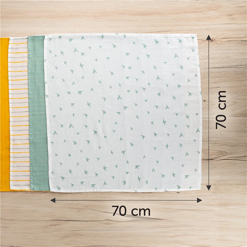 Image secondaire de LaLoona – Langes Coton Bébé – Lot de 5 Lange Bebe 70x70 cm – Ultra Doux – Lavables, Certifiés Oeko-Tex – Débarbouillette Moussel