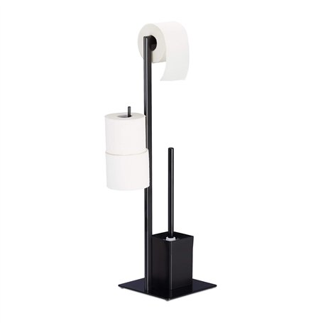 Relaxdays Brosse WC et dérouleur Papier avec Porte-Rouleaux de Rechange