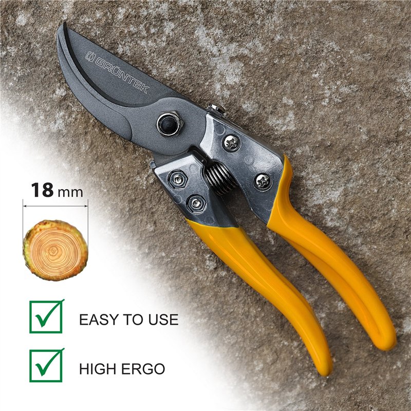 Image secondaire de GRÜNTEK Sécateur de Jardin Professionnel 200mm Lame Franche en TEFLON 50mm I Coupe Branche à une Main