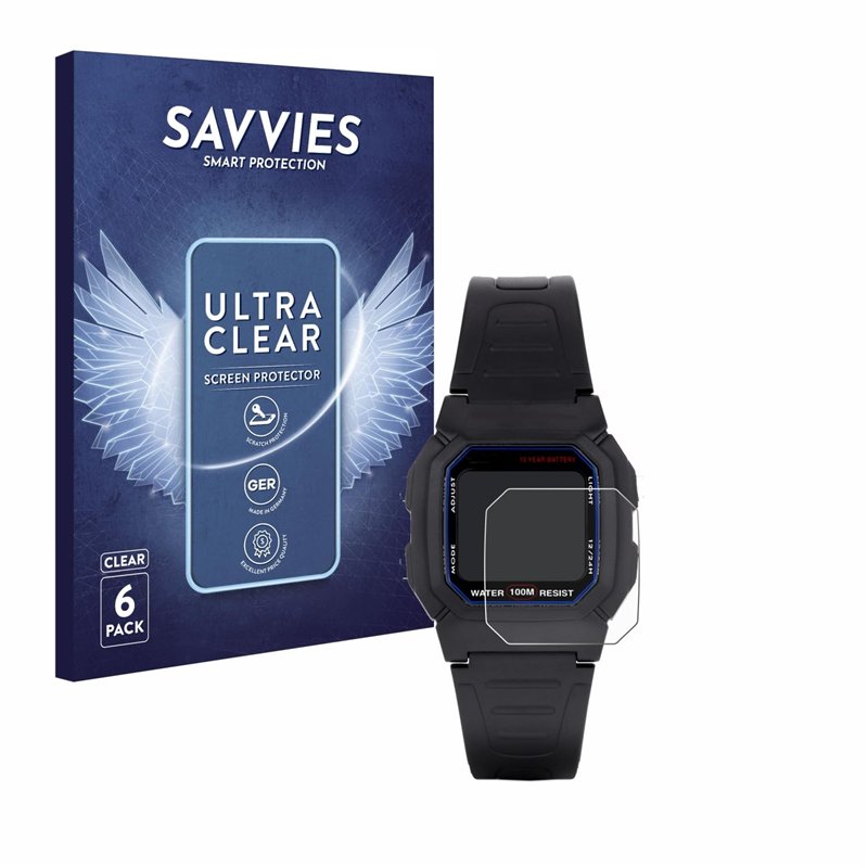 savvies Protection Ecran pour Casio W-800H-1AVES (6 Pièces) - Film Protection Ultra Clair
