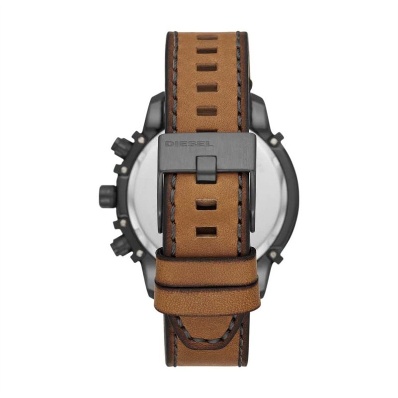 Image secondaire de Diesel Montre pour Homme Griffed, mouvement chronographe, boîtier en acier inoxydable 48mm Gunmetal avec un bracelet en cuir, DZ