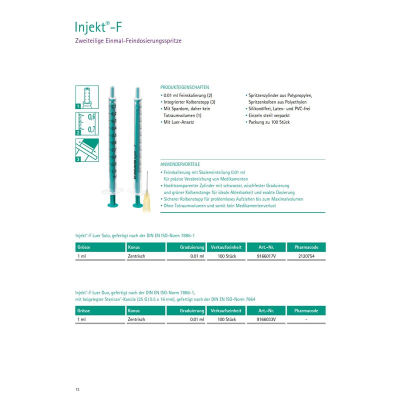 Image secondaire de B. Braun 9166017 URUNKT-F jetable 2P seringue à injecter, verte, capacité de 1 ml, paquet de 100