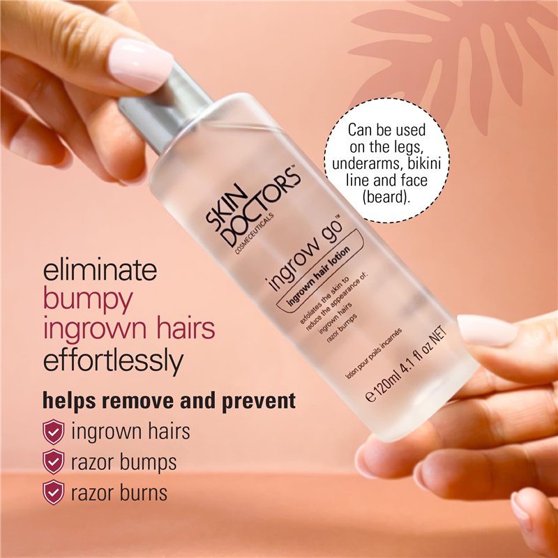 Image secondaire de Skin Doctors Ingrow Go Lotion | Lotion pour poils incarnés | Appliquer en prévention sur les jambes, la zone du maillot, les ais