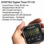 STOPTEC Minuteur numérique PT-110 - Compte à rebours - Chronomètre - Heure et alarme - Température - Sport et loisirs - Silencie