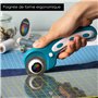 OfficeTree Cutter Rotatif Couture 45mm - 3 Lames Coupe Droite, Vague et Perforée - Découpez du Tissu et du Papier - Cutter Coutu
