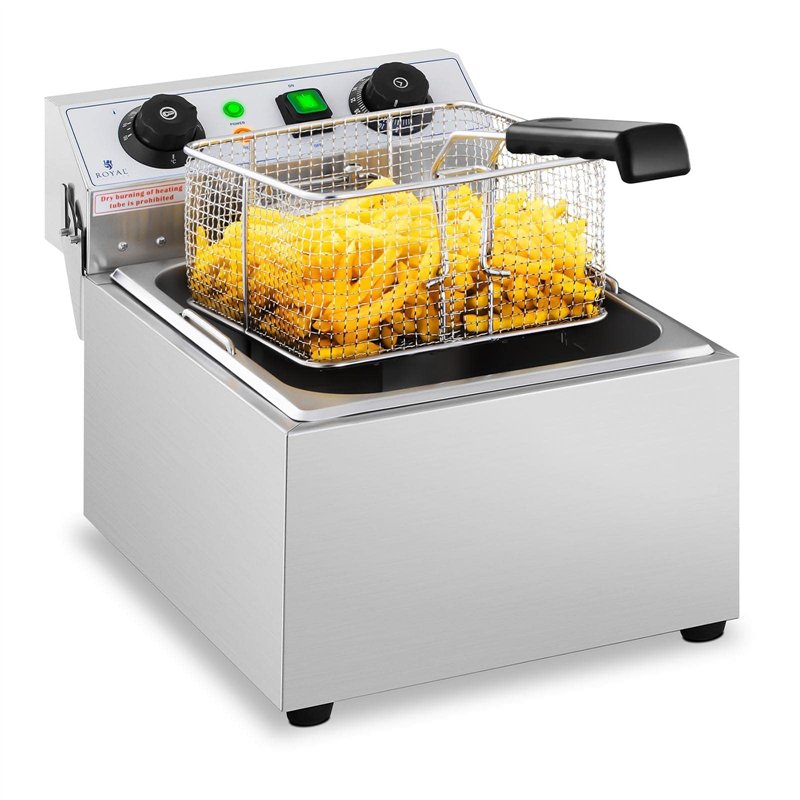 Royal Catering Friteuse Électrique De Restaurant Simple Avec Robinet Minuterie Professionnelle RCTF 10EB (10 L d'huile, Zone Fro
