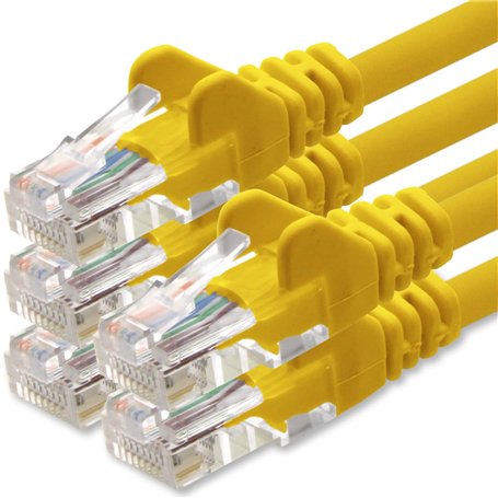 1aTTack.de Câble Réseau Cat6 Cat 6-5x 5m - RJ45 Ethernet LAN DSL Routeur Modem - Jaune