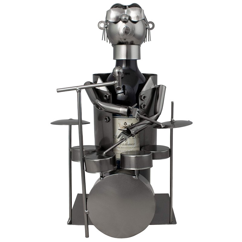 Image secondaire de BRUBAKER - Porte-bouteille de vin - Batteur/Percussionniste - Métal - Carte de vœux incluse - Idée cadeau originale - Objet déco