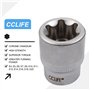 CCLIFE 34 Pièces Coffret douilles torx femelle 3/8" profil E4-E20, Embout torx étoilé profil T10-T60 en Acier S2, Adaptateur 3/8