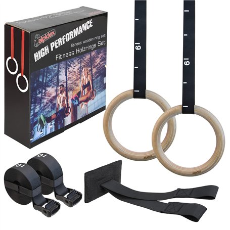 ALPIDEX Anneaux de Sport Anneaux de Gymnastique Anneaux y Compris Fixation de Porte et Sangle de Fixation avec marquage Longitud